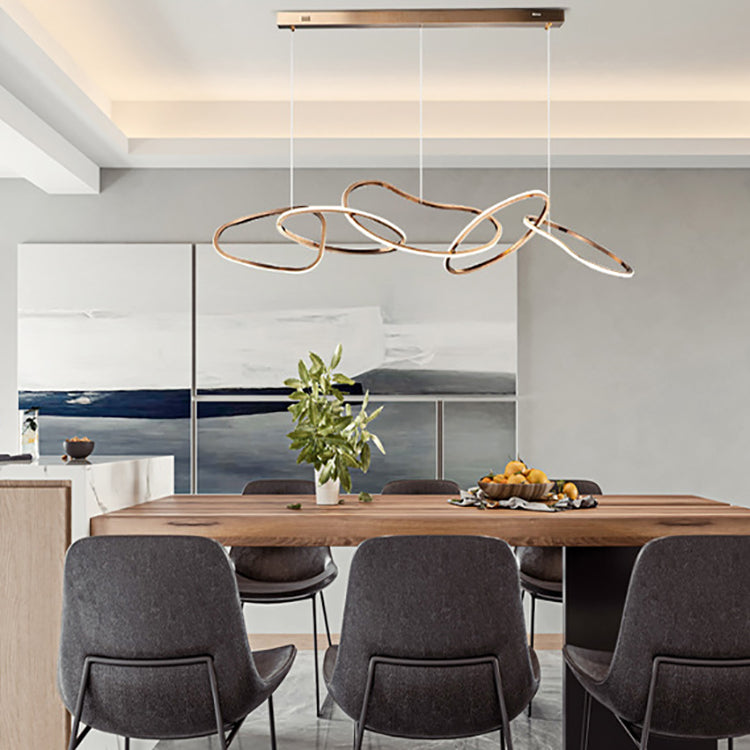 Modern Stainless Steel Round LED Chandelier for Dining Room Lighting