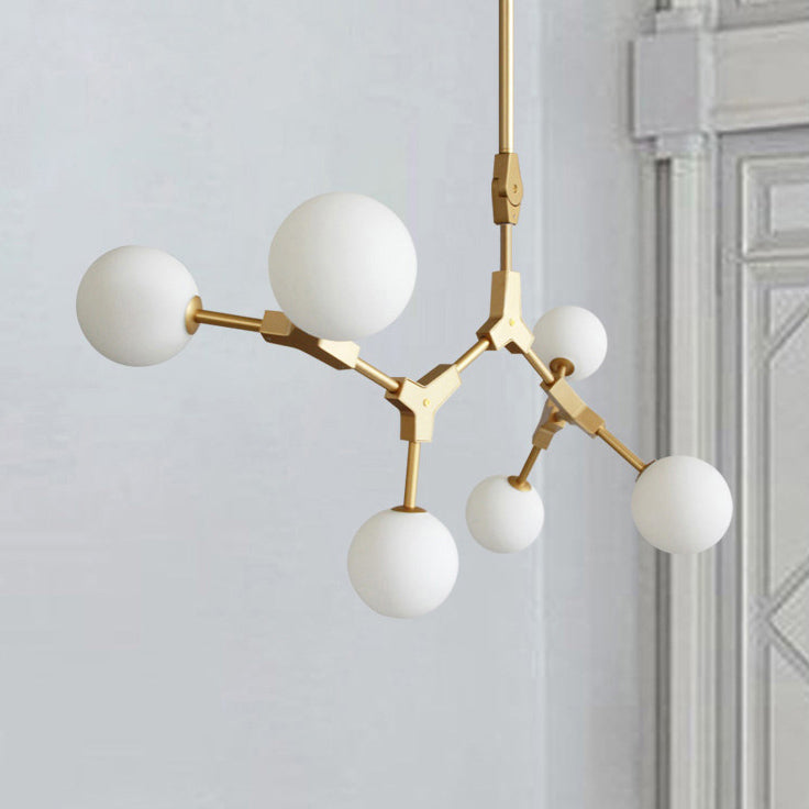 Scandinavian Glass & Iron Chandelier, 6/8 Lights for Modern Bedrooms