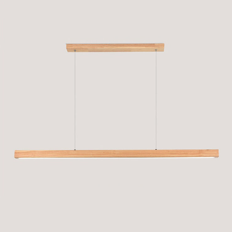 Modern White Acrylic LED Island Chandelier in Rubber Wood for Dining Room