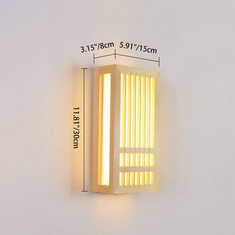 Contemporary White Wood and Acrylic Rectangular LED Wall Sconce for Living Room