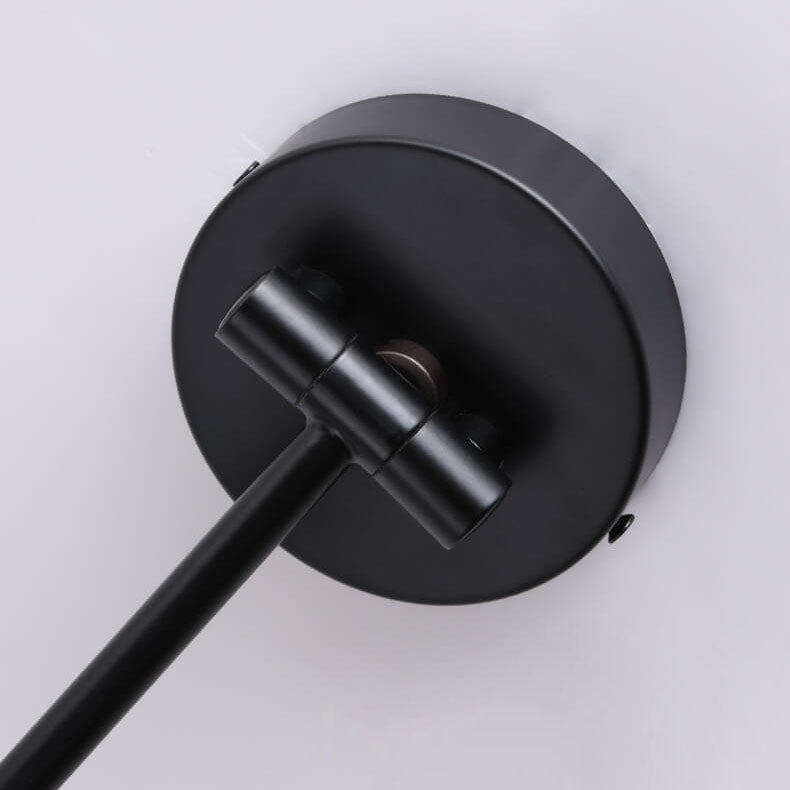 Modern Wood Grain Iron Cone Swing Arm Wall Sconce for Bedroom Decor