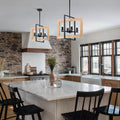 Rustic Vintage Wood and Iron 4/6 Light Rectangular Island Chandelier