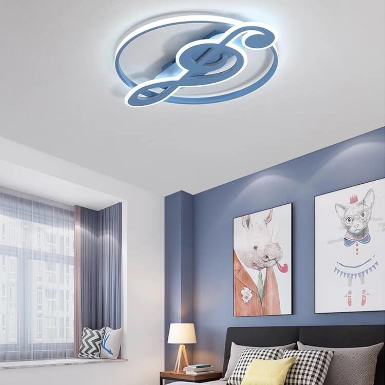 Nordic Style White Music Notes LED Flush Mount Light for Bedroom Hallway