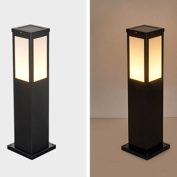 Contemporary Black Waterproof Solar Square Pathway Lantern for Outdoors