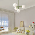 Minimalist Cream Iron & Glass Flower Chandelier for Living Room 4/6 Light