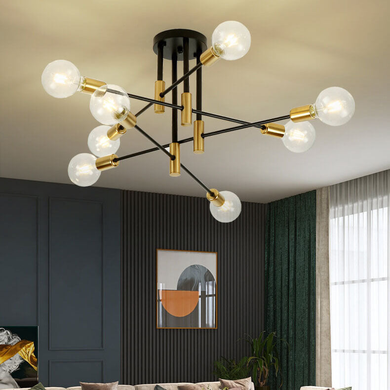 Nordic Minimalist Black Iron 4/6/8-Light Chandelier for Kitchen Island