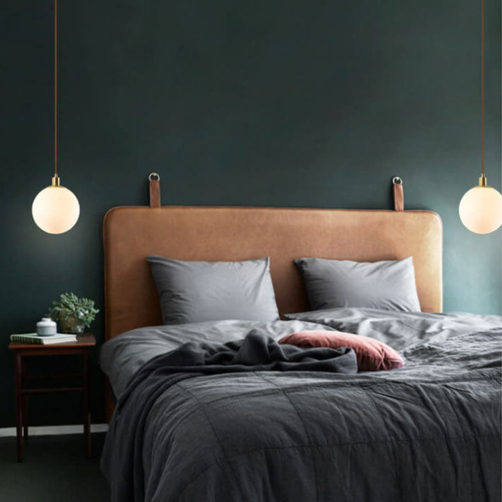 Modern White Orb 1-Light Pendant Fixture for Bedroom Nordic Minimalism