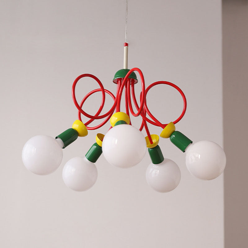 Scandinavian Black Orb Glass Chandelier, 2/3/5 Lights for Bedroom