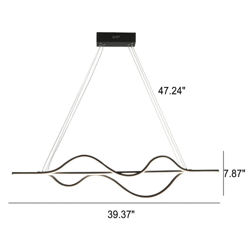 Sleek Black Metal LED Island Chandelier for Modern Kitchen Lighting