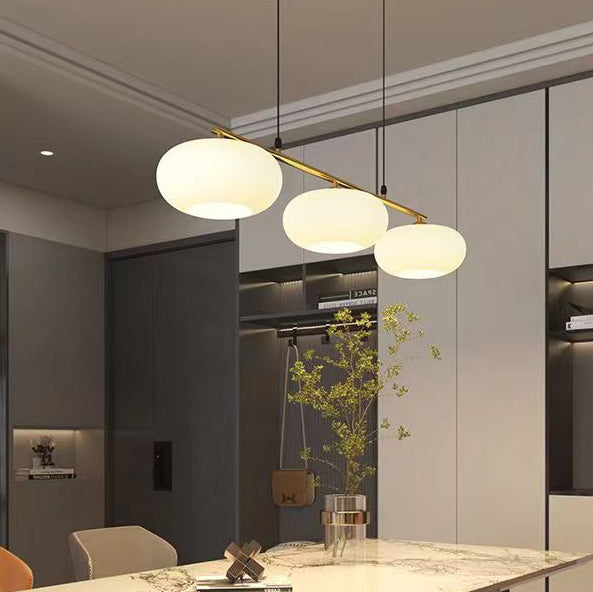 Modern Minimalist Persimmon Glass 3-Light Iron Chandelier for Dining Room