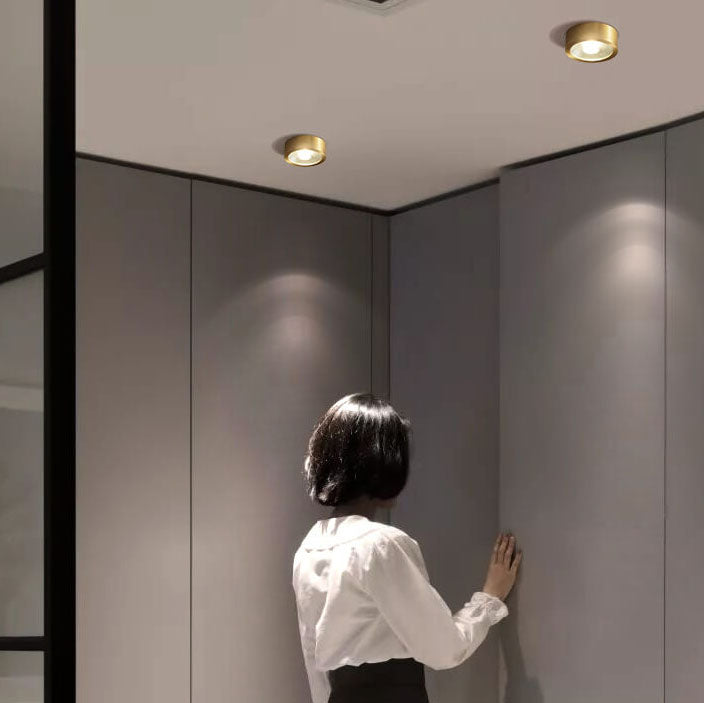 Contemporary Ultra-Thin Copper LED Flush Mount Light for Hallway Decor
