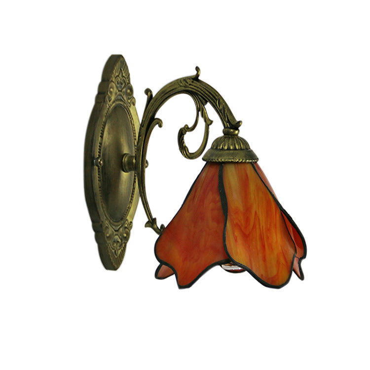 Antique Tiffany Style Stained Glass 1-Light Wall Sconce for Living Room