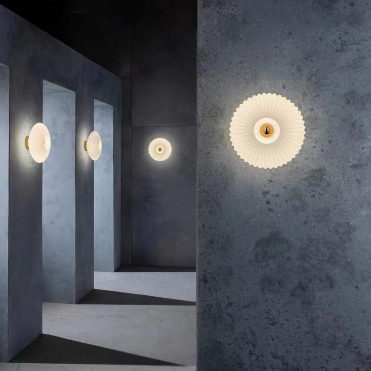 Nordic Iron & Glass Round Disc Wall Sconce Lamp for Modern Living Room