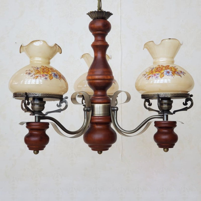 Rustic Iron and Wood 3-Light Candelabra Chandelier for Living Room