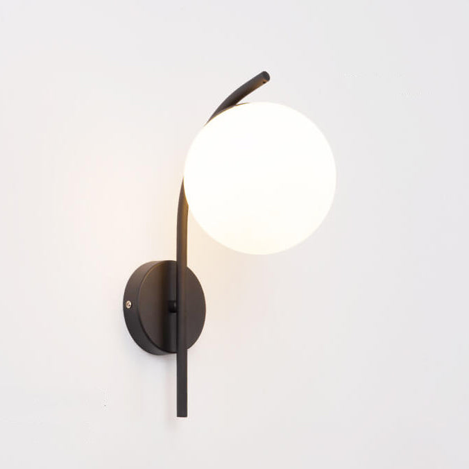 Nordic Arc Brass Glass Globe 1-Light Wall Sconce for Modern Interiors