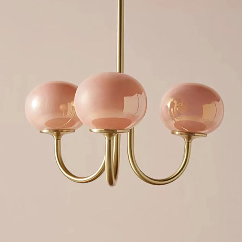 Modern Black Iron Oval Chandelier with Glass Shades for Living Room