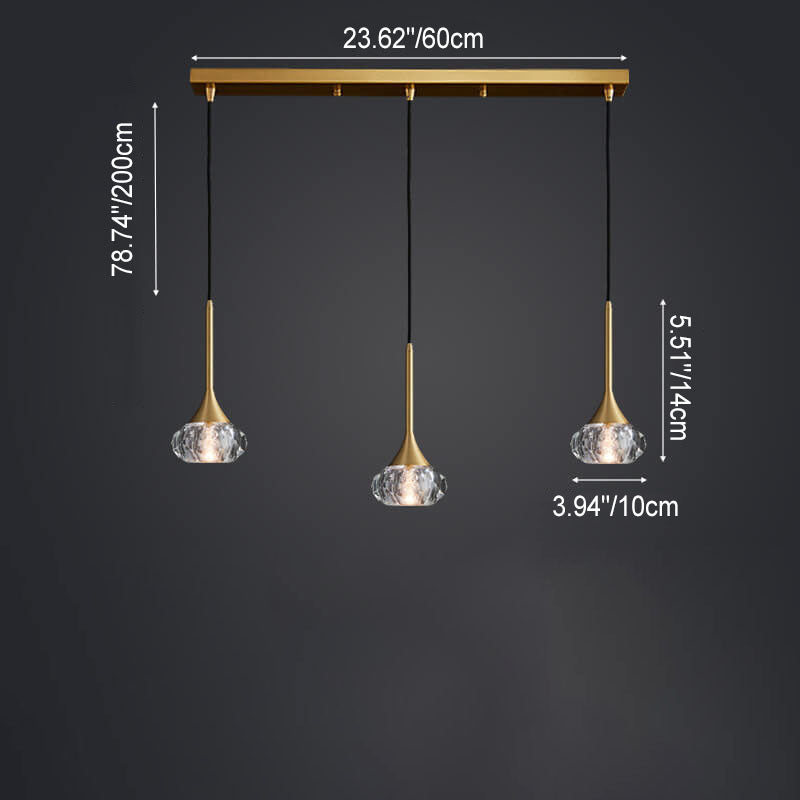 Elegant Brass Crystal Island Chandelier for Dining Room & Kitchen
