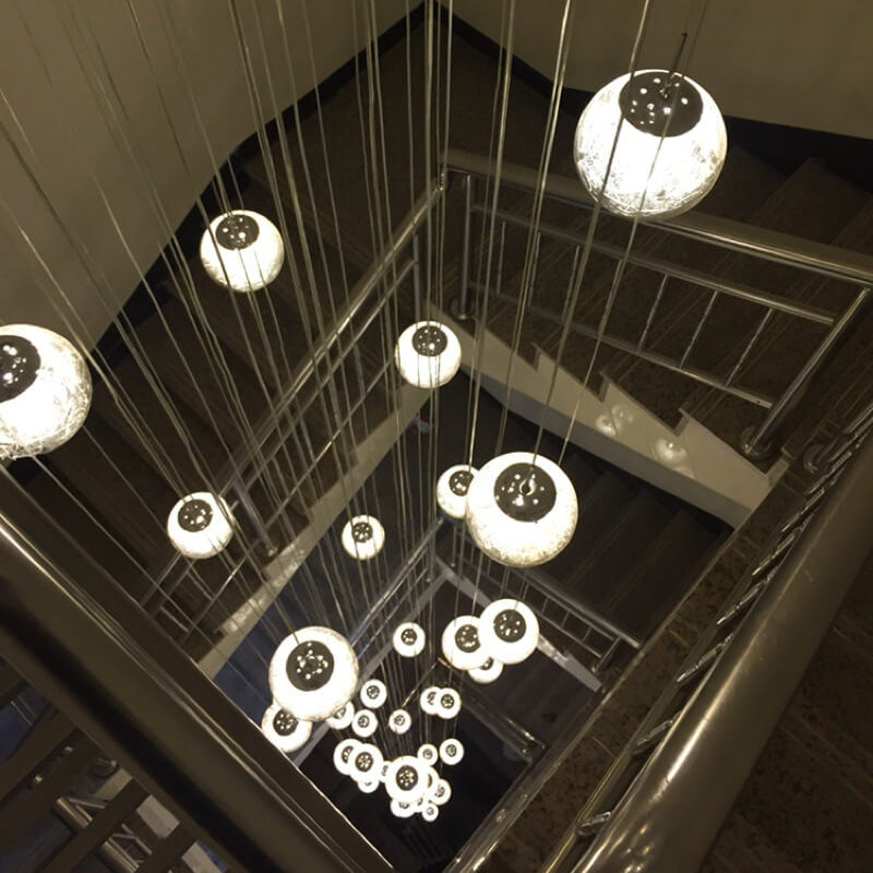 Modern Crystal Orb LED Chandelier Pendant for Luxurious Staircase Decor