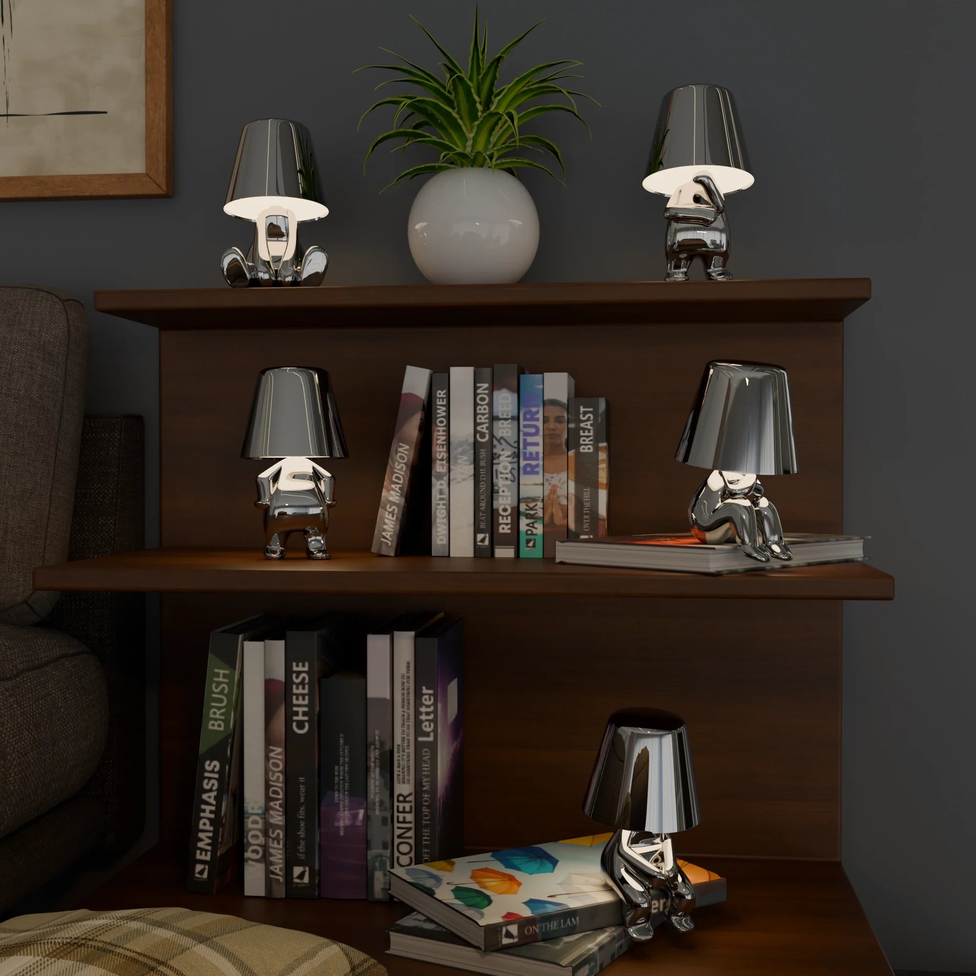 Contemporary Silver Metal Table Lamps for Living Room Bedroom Decor