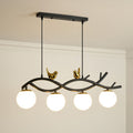 Elegant White Nordic Bird 4-Light Chandelier for Dining Room & Living Room