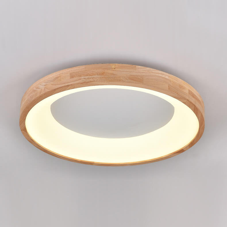 Scandinavian Style Natural Wood LED Flush Mount Ceiling Light for Hallway