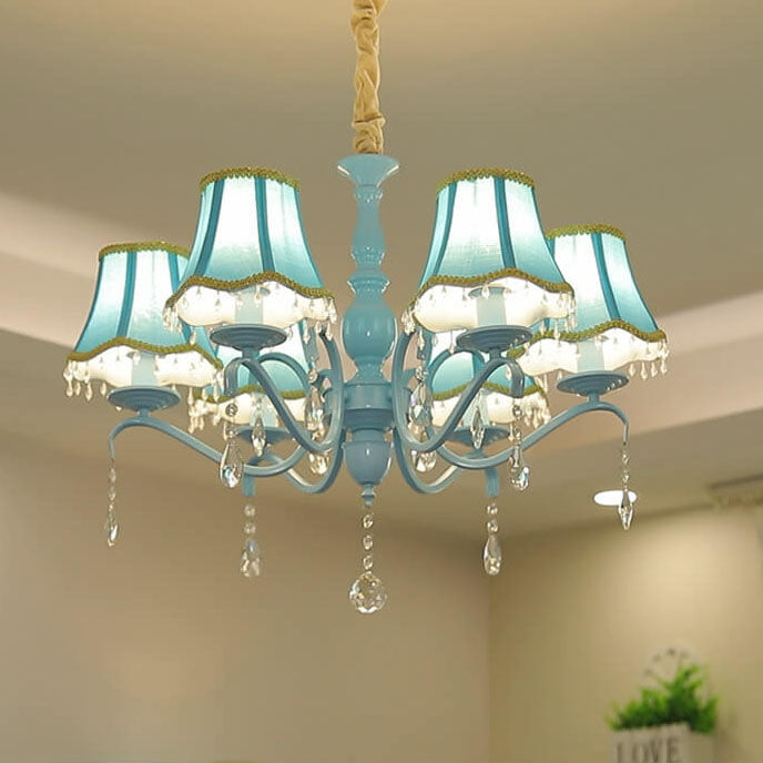 Elegant Modern Iron and Crystal Chandelier for Dining or Living Room