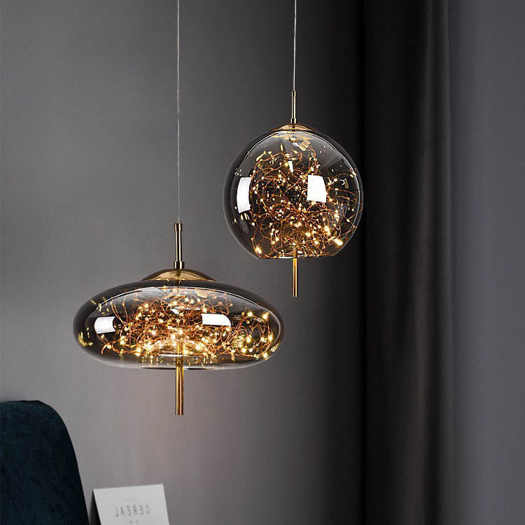 Scandinavian Contemporary Oval Glass Pendant Light for Bedroom Decor
