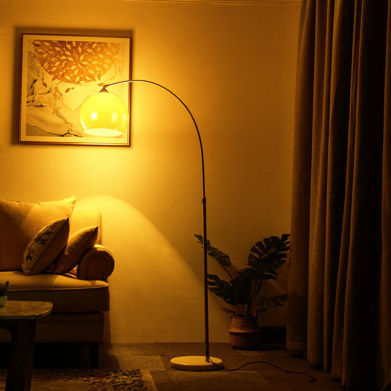 Contemporary Acrylic Globe Shade Fishing Rod Floor Lamp for Living Room