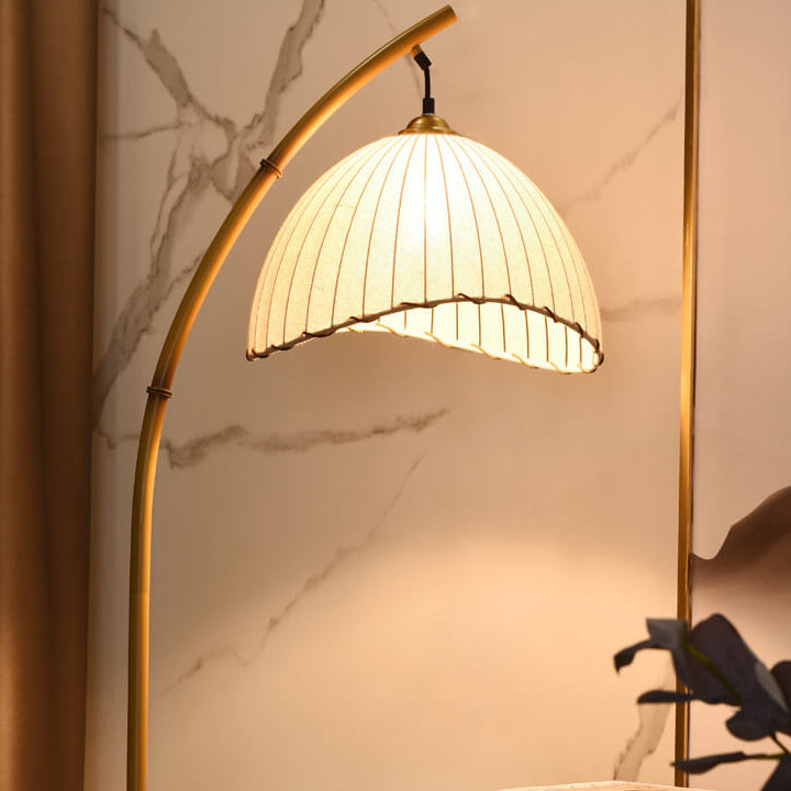 Vintage Bamboo Pole Floor Lamp with Warm Light for Living Room Decor