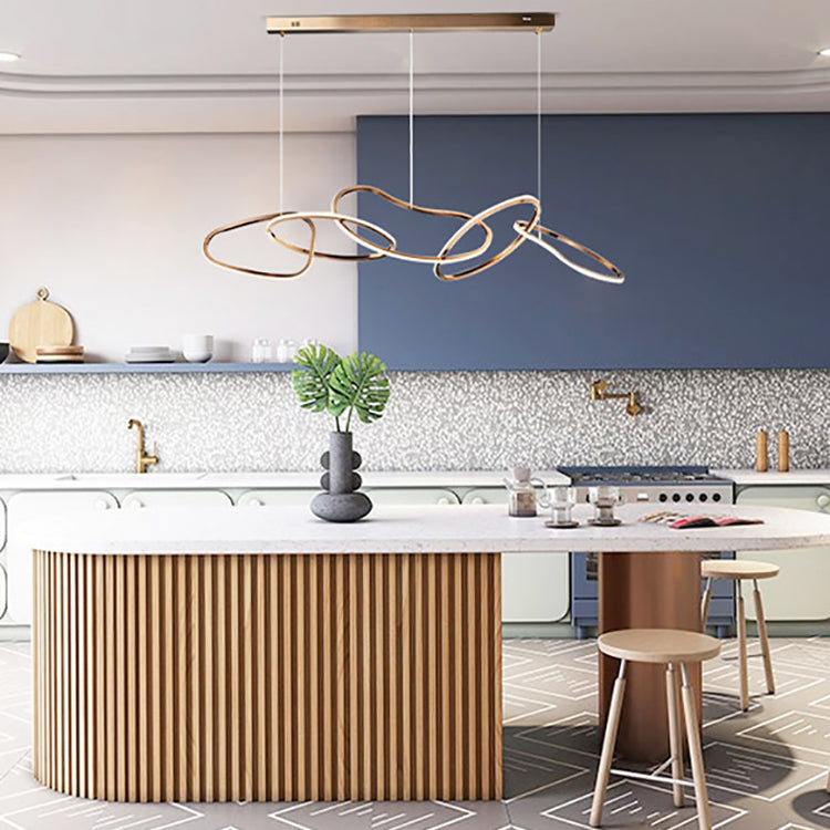 Modern Stainless Steel Round LED Chandelier for Dining Room Lighting