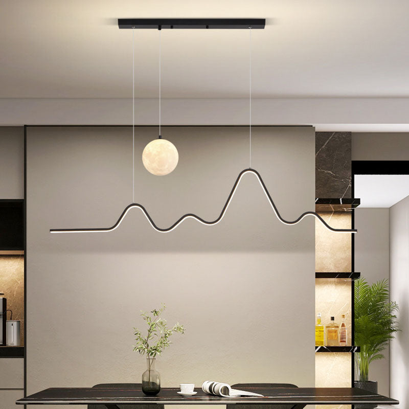 Sleek Silver Corrugated Aluminum LED Chandelier for Dining Room Lighting