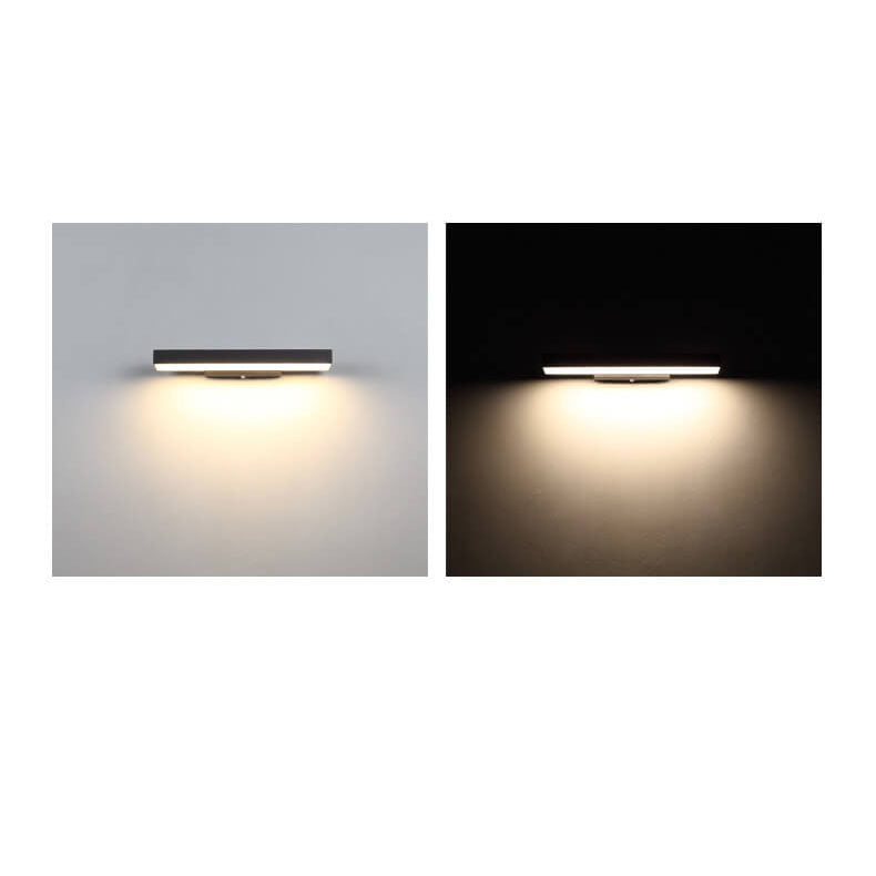 Minimalist Black Rectangular LED Outdoor Wall Sconce Lamp for Patios
