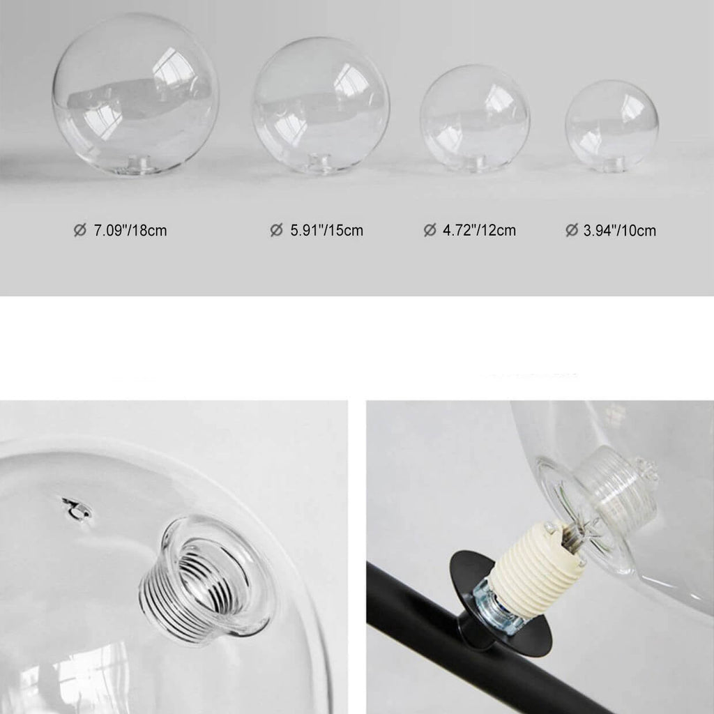 Modern Nordic Clear Glass Round Bubble 5-Light Chandelier for Dining Room