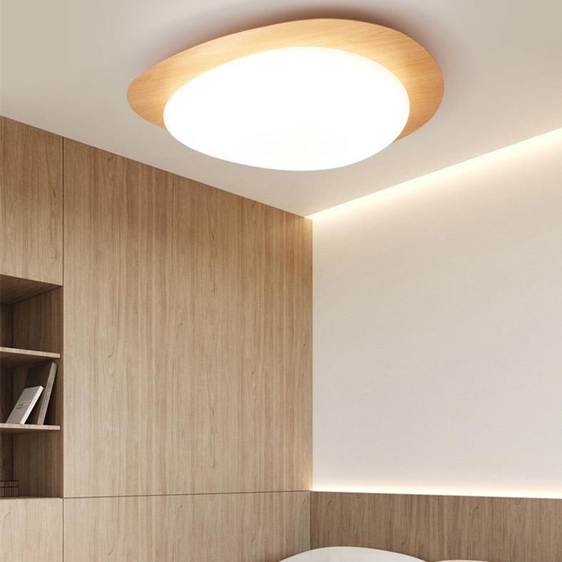 Modern White Acrylic Pebble Shape LED Flush Mount Light for Bedroom