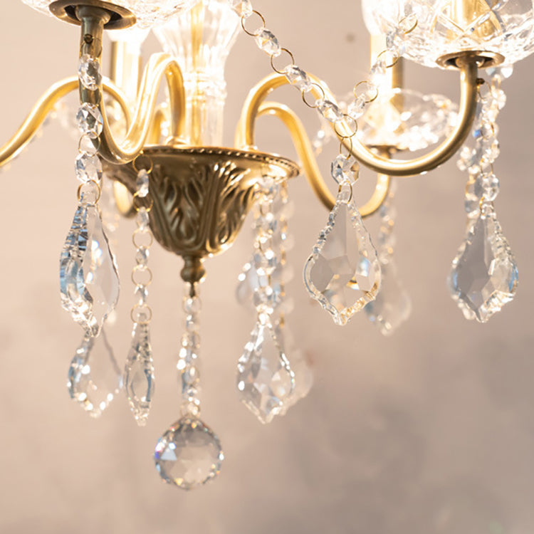 Elegant Brass and Crystal 5/6/8-Light French Candelabra Chandelier for Living Room