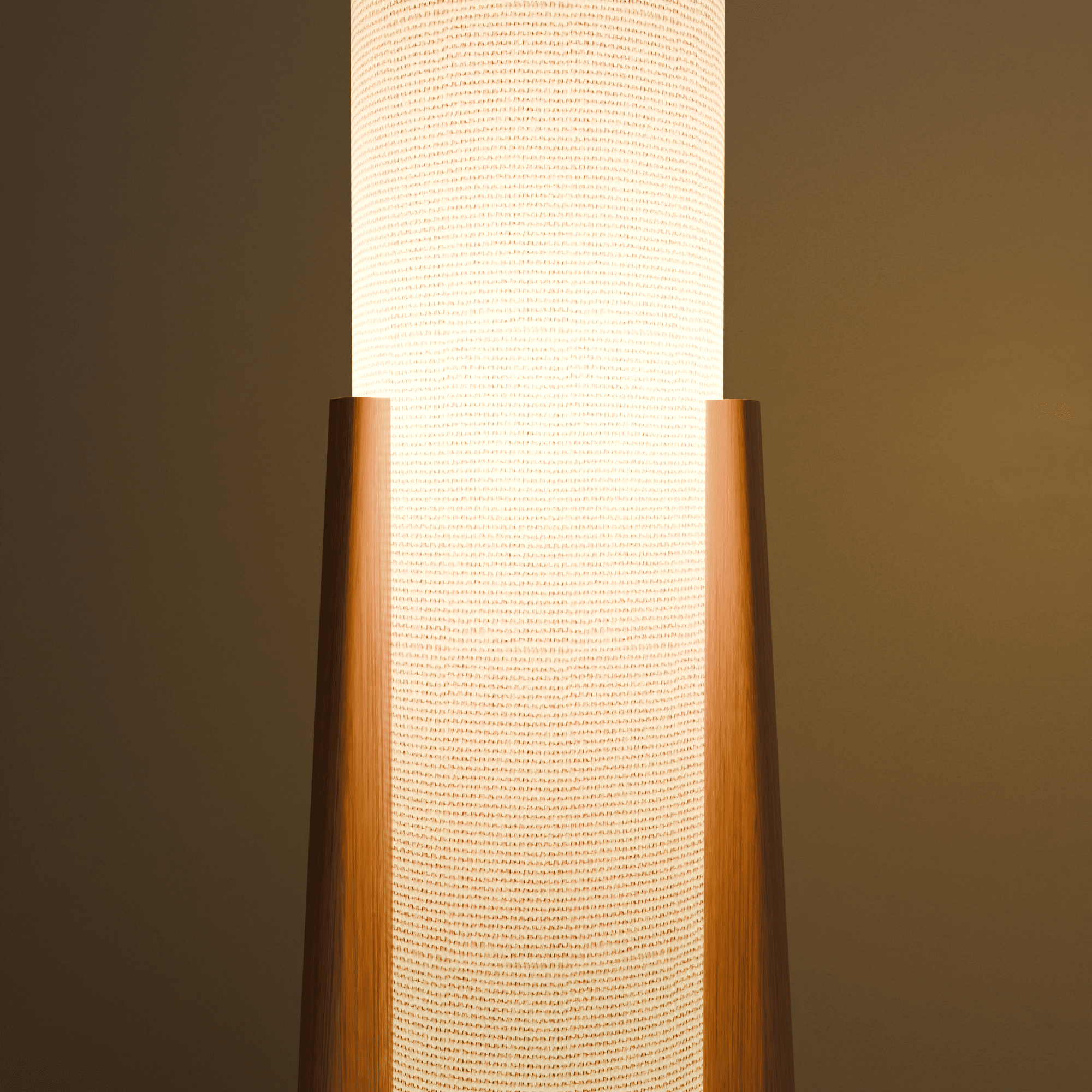 Modern White Fabric Floor Lamp with Wooden Base for Living Room Use
