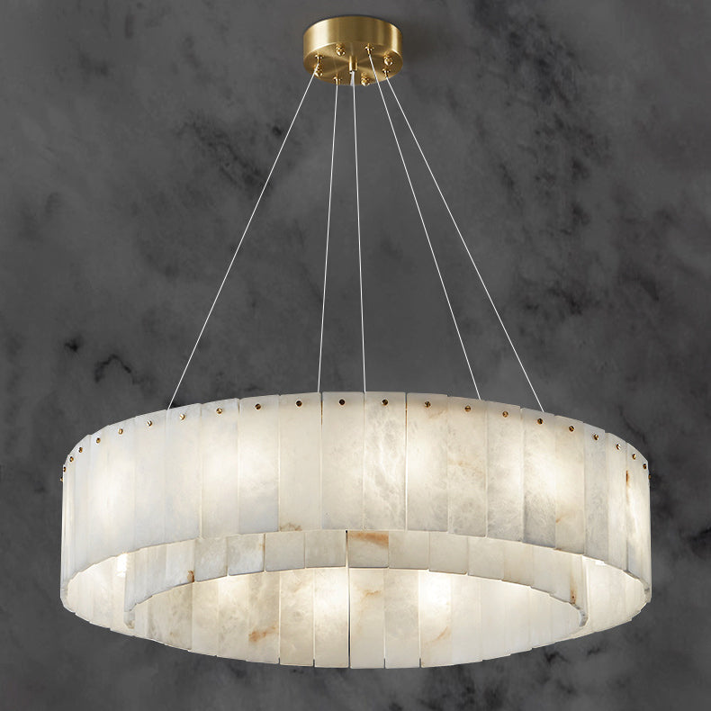 Modern Round Copper Stone Chandelier with 8/12/14 Lights for Living Room