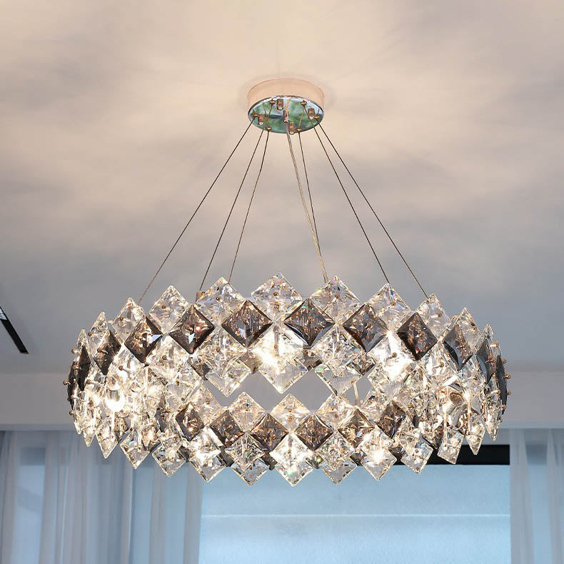 Modern Crystal Circular Chandelier with Plated Hardware for Living Room