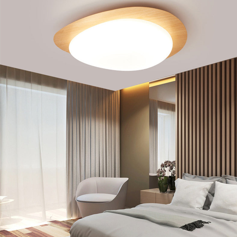 Modern White Acrylic Pebble Shape LED Flush Mount Light for Bedroom