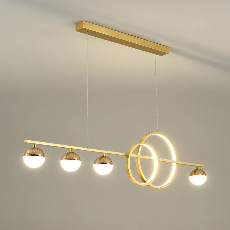 Sleek Silver LED Round Globe Chandelier Pendant Light for Kitchen Island