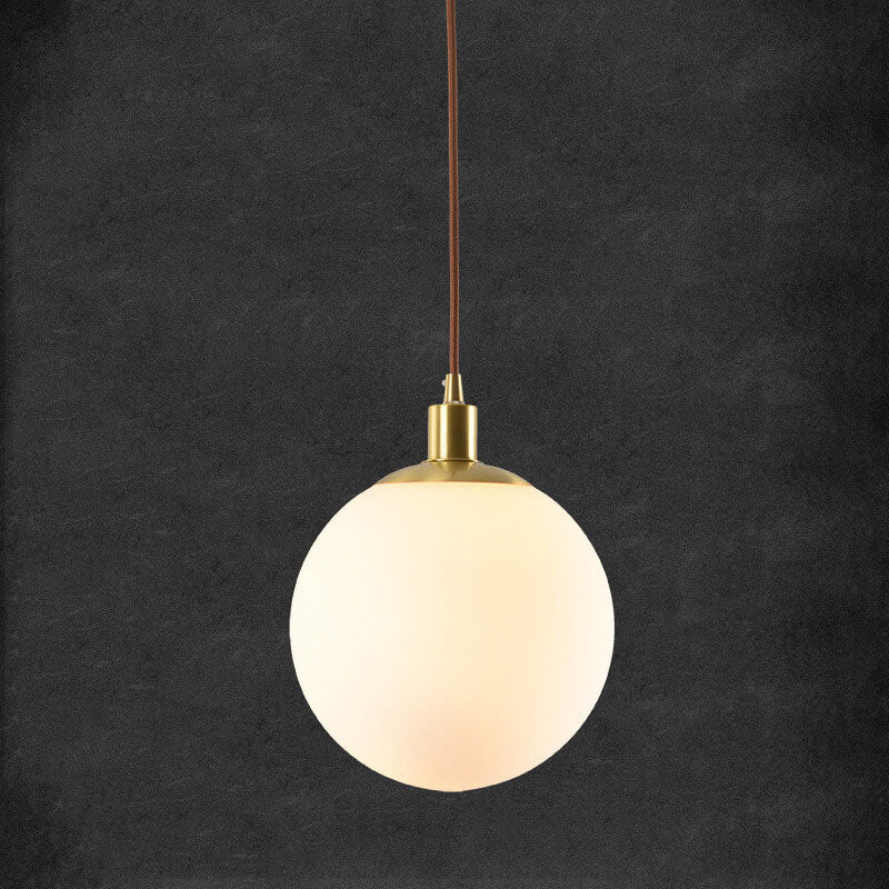 Modern White Orb 1-Light Pendant Fixture for Bedroom Nordic Minimalism