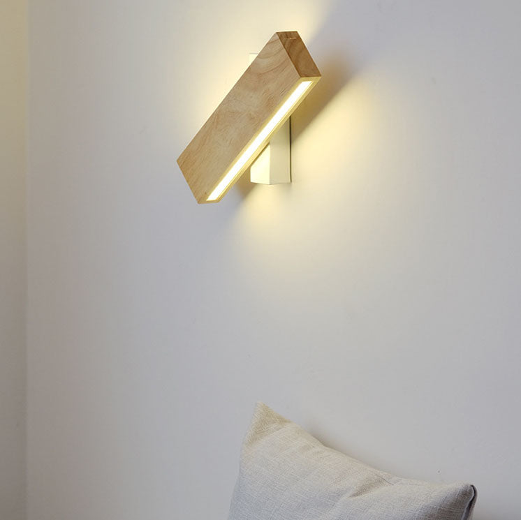 Nordic Style Rotatable Solid Wood LED Wall Sconce for Contemporary Spaces