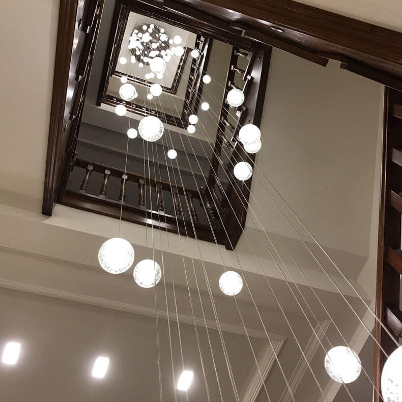 Modern Crystal Orb LED Chandelier Pendant for Luxurious Staircase Decor