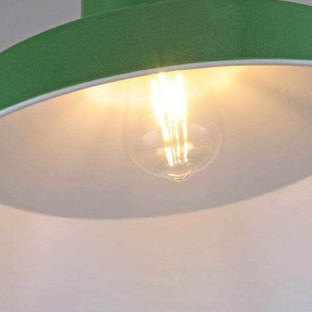 Vintage Green Iron Cone Pendant Light for Industrial-Style Entryway