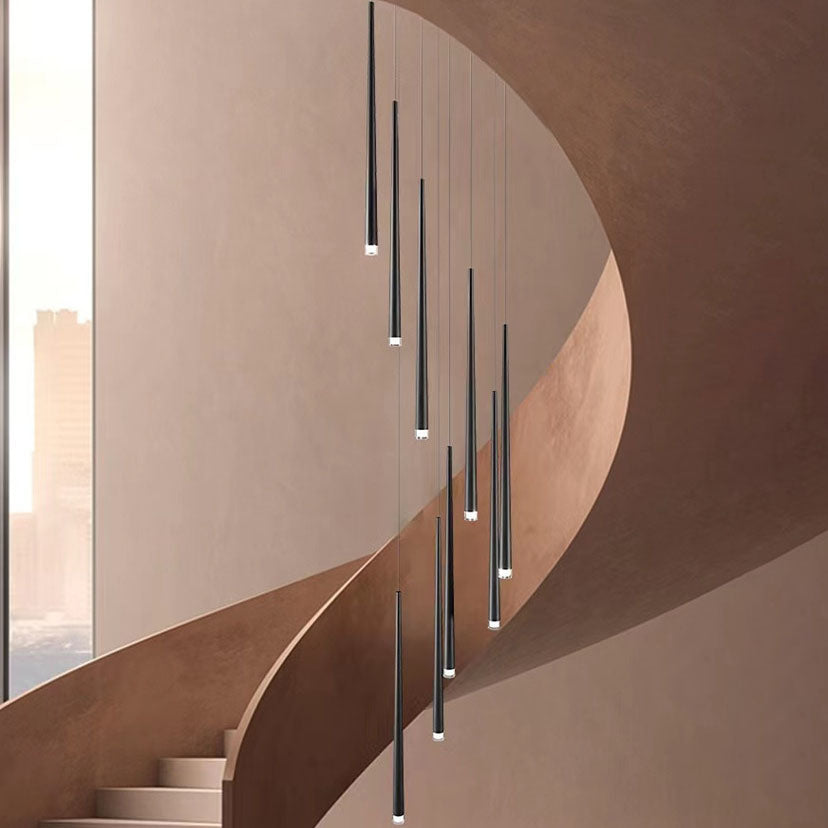 Sleek Black Tapered Tube Acrylic LED Chandelier for Kitchen Island Lighting