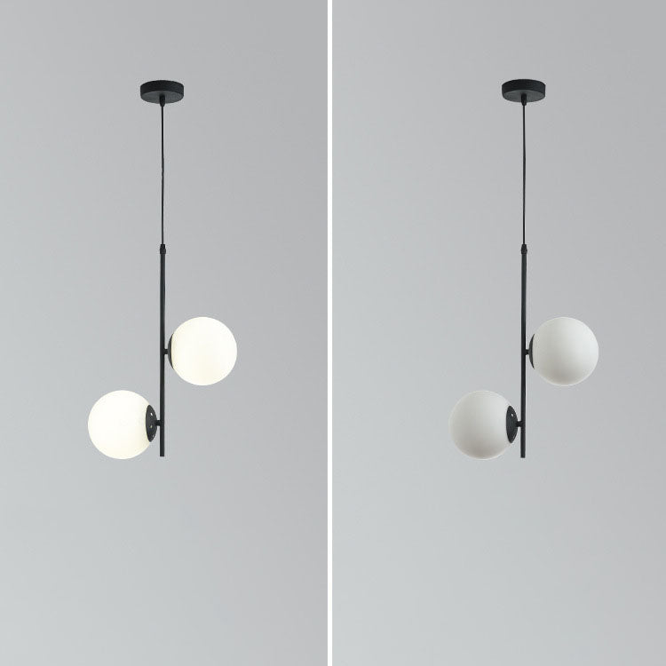 Modern Black Iron and Glass Round Ball Chandelier for Living Room