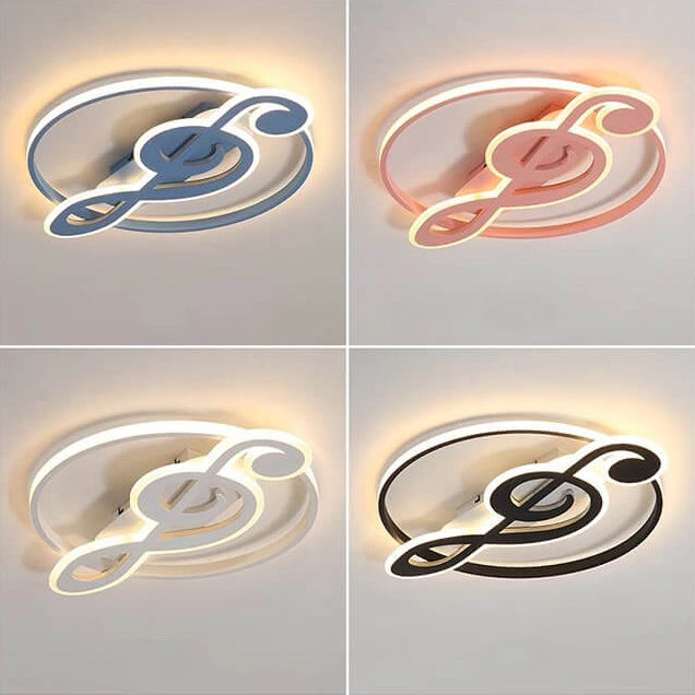 Nordic Style White Music Notes LED Flush Mount Light for Bedroom Hallway