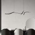 Sleek Aluminum LED Wave Strip Chandelier Light for Dining Room Island