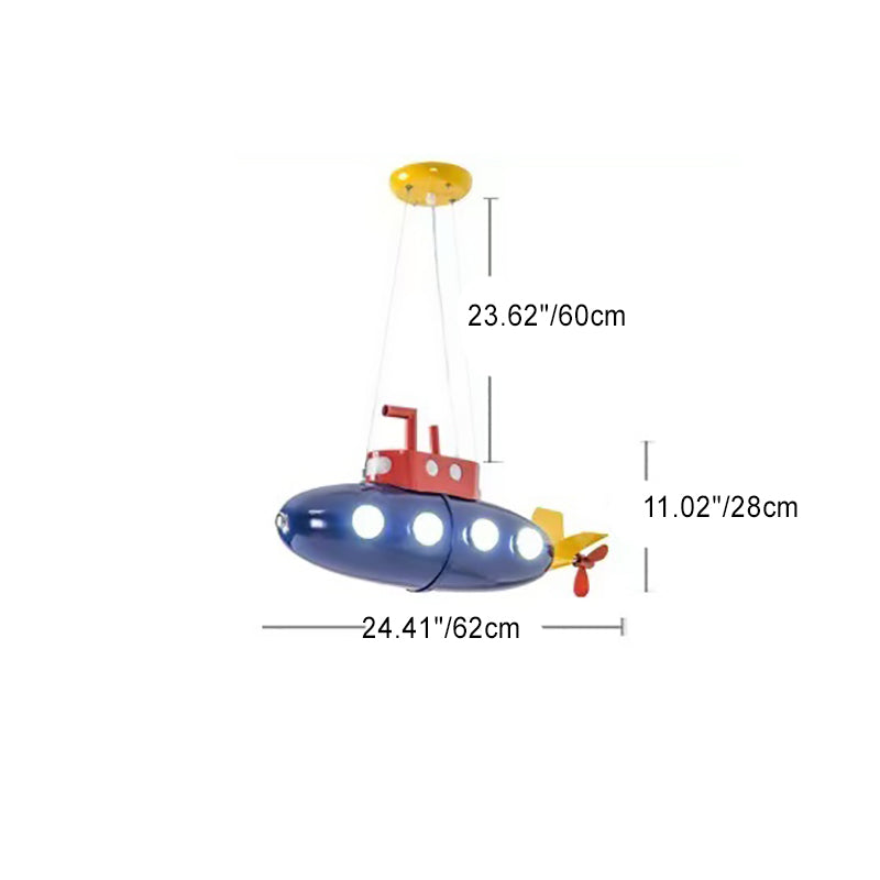 Colorful Cartoon Submarine LED Chandelier for Kids' Bedroom Decor
