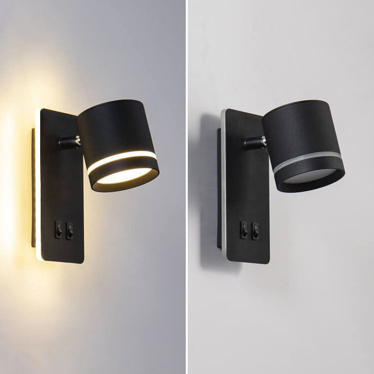 Rustic Black Iron Rotatable LED Square Wall Sconce for Living Room & Bedroom
